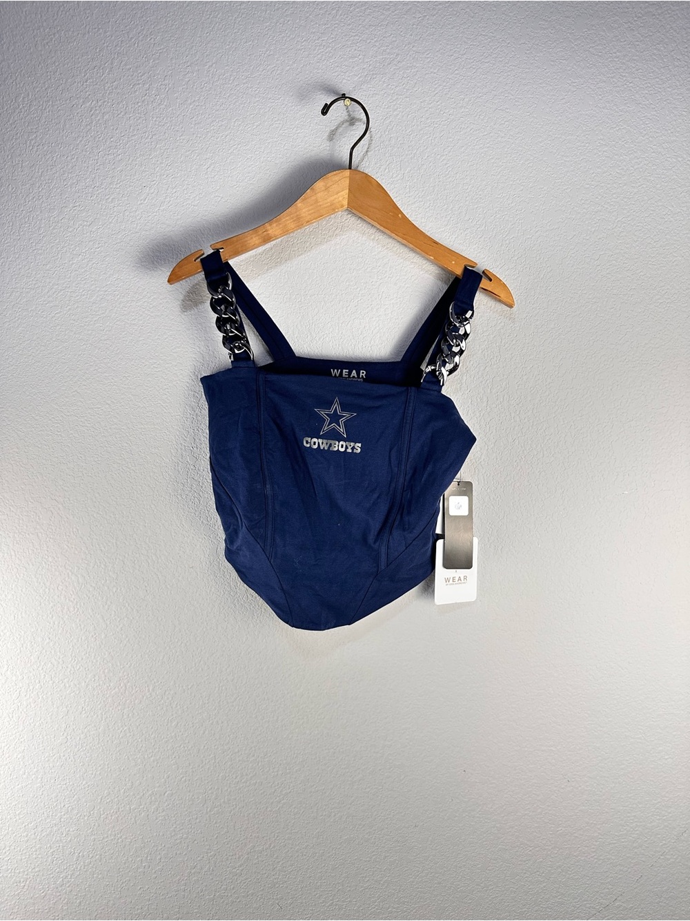 WEAR by Erin Andrews x Gracie Hunt Dallas Cowboys Chain Link Corset Top Sz XS